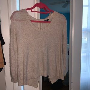 American Eagle Zip-Back V Neck Knit Sweater